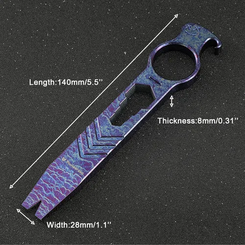 Miniatura 2 de Herramienta de bolsillo EDC Pry Bar,Llave hexagonal multiherramienta de titanio, destornillador, extractor de uñas, llavero abridor de botellas