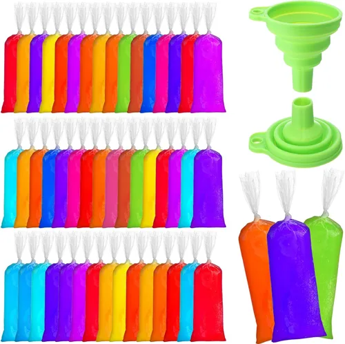 Miniatura 13 de Hoolerry 600 bolsas desechables para paletas de hielo, bolsas de plástico para helado con embudo plegable de silicona para hacer helados de yogur