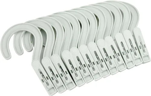 Ganchos para ropa sucia, ganchos para botas, pasadores de ropa de plástico, clips para baño, viajes, portátil, color blanco (12 unidades)