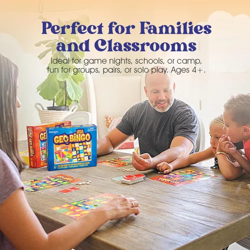 Miniatura 5 de GeoToys GeoBingo Set, World & USA Bingo para niños de 4 años en adelante, juego de geografía para el hogar y la escuela, divertido juego educativo