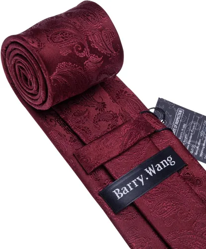 Miniatura 4 de Barry.Wang - Juego de corbata de seda para hombre, diseño de cachemira, pañuelo y gemelos de bolsillo