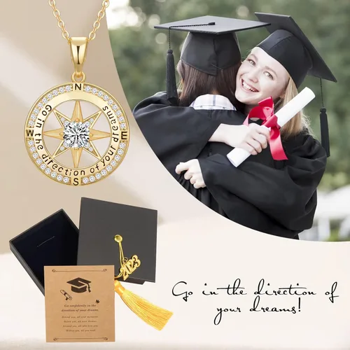 Miniatura 2 de Regalos de graduación para ella 2023, collar inspirador de brújula para graduados para mujeres y niñas, joyería de clase de 2023, regalos
