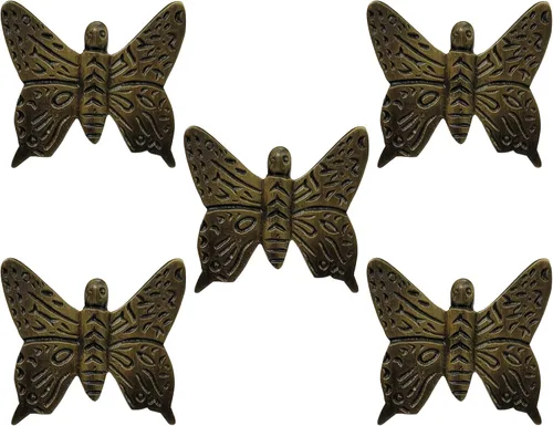 Adonai Hardware Naioth - Pomo decorativo de latón con mariposa para armario (se suministra en 5 piezas por paquete) - latón antiguo