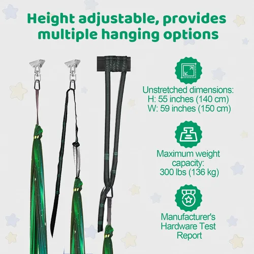 Miniatura 6 de HiCamer Columpio Sensorial de Doble Capa para Niños y Adultos Soporta hasta 300 libras Columpio de Terapia de Abrazo para Interiores y Exteriores