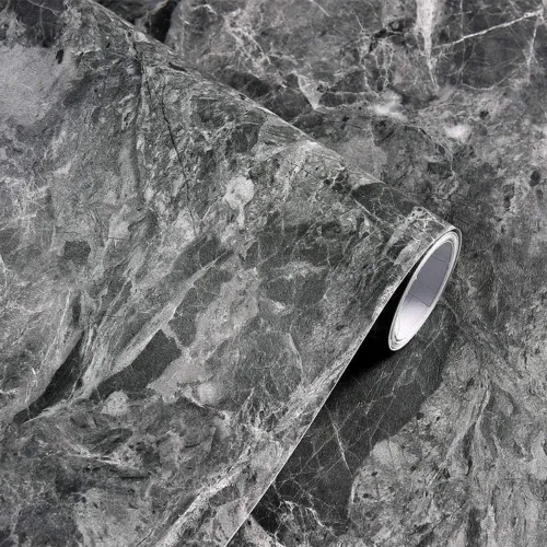 Película de vinilo de color cemento con aspecto de granito brillante, vinilo autoadhesivo para encimera, calcomanía de pared de 11.8 x 79 pulgadas