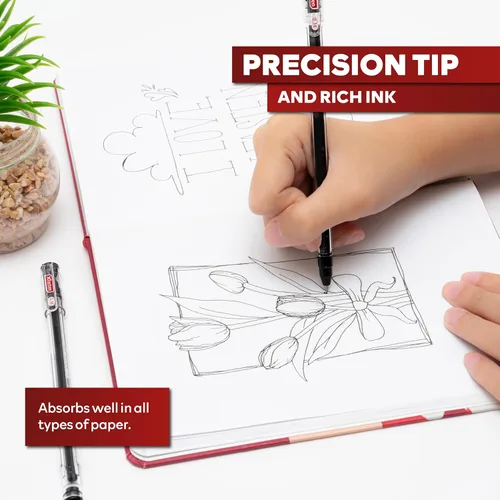 Miniatura 7 de XFasten Bolígrafos de punta extra fina de 0.015 in, paquete de 24 bolígrafos de tinta de gel de estilo japonés negro, flujo de tinta suave, sin