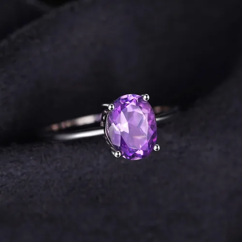 Miniatura 3 de JewelryPalace Anillos de compromiso solitarios de plata de ley 925 chapados en oro de 14 quilates con piedra natal de topacio azul citrino y piedras