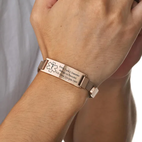 Miniatura 3 de VNOX Pulsera de identificación de alerta médica para hombres y mujeres, pulseras de alerta médica con grabado personalizado para mujeres y hombres