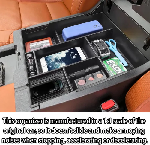 Miniatura 7 de RUNROAD Organizador de Consola Central Bandeja de Cobertura Completa Compatible con Toyota Tundra 2014-2020 2021 Accesorios, Soporte de Monedas ABS