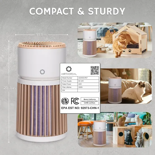 Miniatura 9 de Airthereal AGH400-PET - Purificador de aire para mascotas para habitaciones grandes de hasta 3500 pies cuadrados – Filtro de aire para pelo