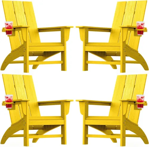 Miniatura 10 de Silla Adirondack moderna, sillas de patio de plástico HDPE para todo tipo de clima, silla para hoguera, sillas de césped al aire libre para terraza