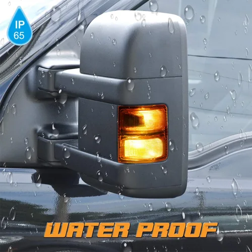 Miniatura 3 de HERCOO Lentes de luz de marcador de espejo lateral ámbar con LED Compatible con señal de giro de repuesto del mercado posterior para F250 F350 F450