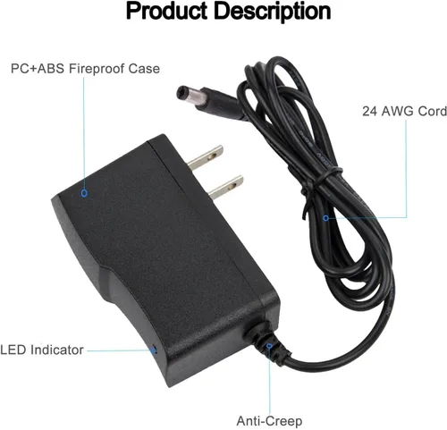 Miniatura 4 de COOLM Adaptador de fuente de alimentación de CA a CC 12V 500mA 100-240V 50 60hz a 12V 0.5A Cargador 6W 0.217 in x 0.098 in DC Plug para cámara