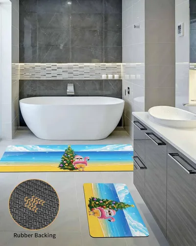 Miniatura 5 de Tapete de baño de Navidad para bañera, antideslizante, de secado rápido y absorbente, con tierra de diatomeas, para fregadero de cocina, lavable