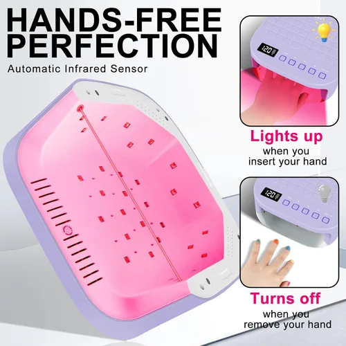 Miniatura 5 de MEKK Lámpara de uñas LED UV inalámbrica, luz UV de 54 W para uñas de gel con luz roja amigable con las manos, lámpara de curación de flash