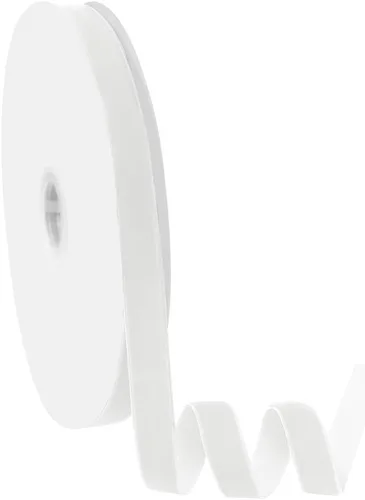 Cinta de terciopelo de 5/8 pulgadas de ancho, 25 yardas, cinta de terciopelo blanco en carrete para manualidades, envoltura de regalos, bricolaje,