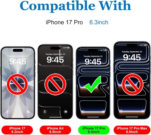 Miniatura 6 de Mothca Protector de pantalla de privacidad mate para iPhone 17 Pro [6.3 pulgadas] con herramienta de fácil instalación, antiespía antirreflejos