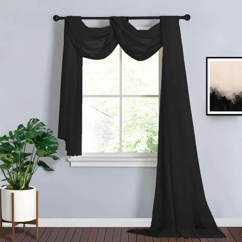 Efavormart - Cortina de organza transparente negra de 18 pies, cenefa gótica moderna para telón de fondo de moda, escenario industrial y decoración
