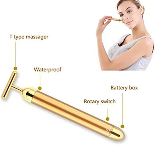 Miniatura 7 de Beauty Bar - Masajeador facial eléctrico dorado de 24 quilates, herramientas de masaje facial en forma de T, para el cuidado de la piel, brazo, ojo