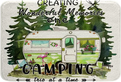 Miniatura 43 de Erosebridal Happy Camping - Tapete de baño para cámper, autocaravana, auto, alfombra de baño marrón de granja 3D, alfombra de baño con patas