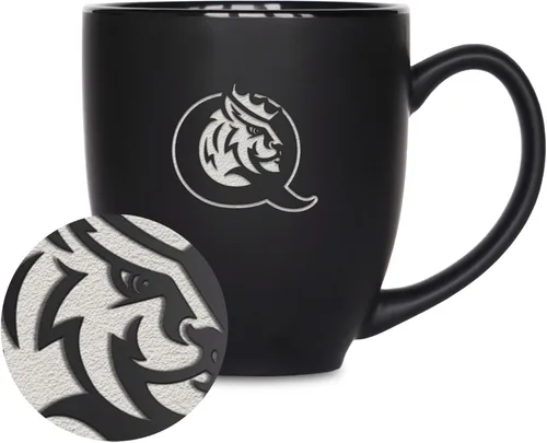 Miniatura 129 de Rico Industries - Taza de cerámica mate negra con grabado láser estándar de 15oz para NCAA (escuelas T & U) - Para bebidas calientes o frías