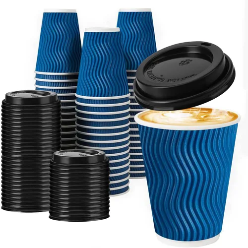 Miniatura 11 de Paquete de 100 tazas de café desechables de 8 onzas con tapas, tazas de café calientes aisladas para bebidas calientes y frías