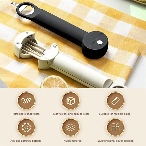 Miniatura 6 de Tornillo de tapa ajustable de acero inoxidable, abrebotellas retráctil multifuncional, abrelatas magnético, herramienta de cocina múltiple