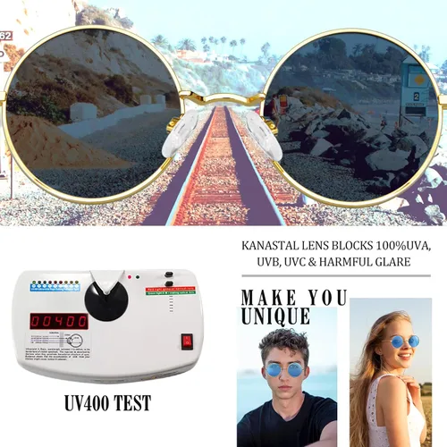 Miniatura 31 de KANASTAL Gafas de sol redondas polarizadas para mujeres y hombres, estilo hippie con protección UV400