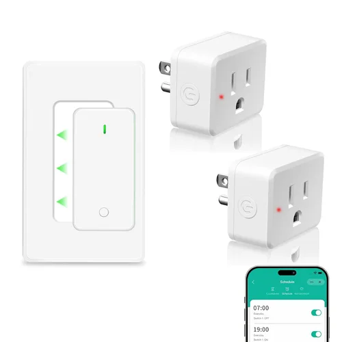 Miniatura 110 de NineLeaf Interruptor de salida remoto inalámbrico, interruptor de lámpara remoto, interruptor decorativo de enchufe de luz de encendido y apagado