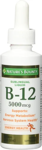 Nature's Bounty B-12 5000 mcg Sublingual Liquid Energy Health 2 oz (Paquete de 5)