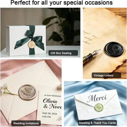 Miniatura 6 de Barra de sellado de cera, 15 piezas de pistola de pegamento para invitaciones de boda, tarjetas, sobres, blanco perla