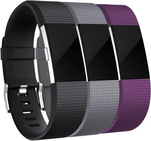Miniatura 10 de Correas de reemplazo Maledan compatibles con Fitbit Charge 2, paquete de 3, grandes, gris/azul/negro Negro/Azul/Gris