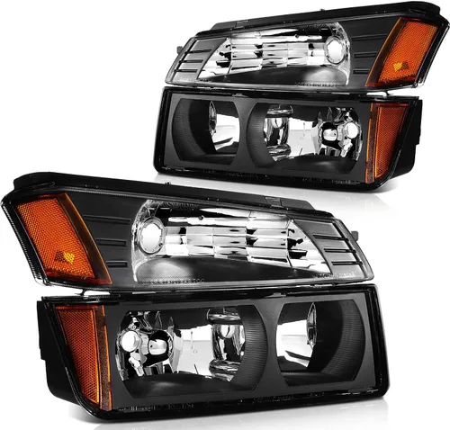 Miniatura 12 de Conjunto de faros delanteros para Chevy Avalanche 1500 2003-2006 para Avalanche 2500 03-06 para 1500 Classic 2007 carcasa negra reflector ámbar