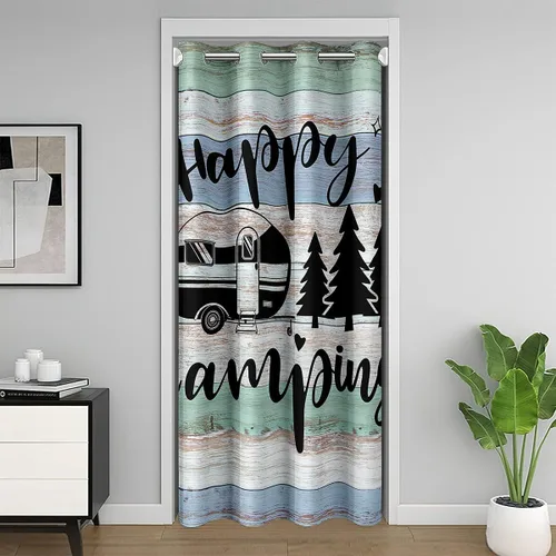 Miniatura 7 de Happy - Cortina opaca para puerta de campamento para jóvenes adultos, caravana, caravana, viajes, 34 pulgadas de ancho x 80 pulgadas de largo