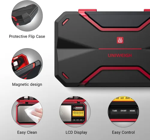 Miniatura 3 de UNIWEIGH - Báscula digital de bolsillo para viajes de 200g/0.01g, báscula digital de gramos, mini báscula de alimentos con peso de calibración
