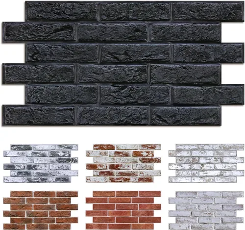 Miniatura 20 de Commomy Paneles de pared 3D de ladrillo sintético, 12 piezas de 22.8 x 11.8 pulgadas, azulejos finos y adhesivos de PVC UrltraLight para cocina