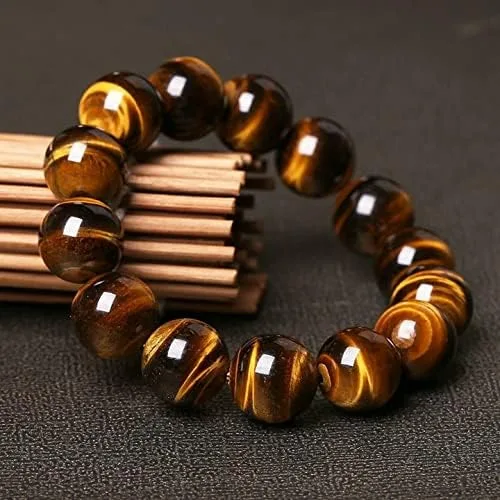 HUYHOAT - Pulseras y brazalete de piedra natural 5A de ojo de tigre para mujeres y hombres, pulseras de cuentas de regalo, pulseras 7D3AI (0.630in)