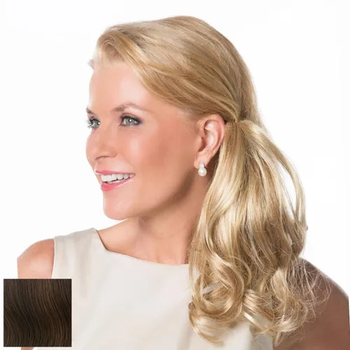 Miniatura 17 de Toni Brattin Playful Puf Hairpiece – Negro 10.5 pulgadas largo ondulado rizado postizo de clip hecho de fibra sintética resistente al calor