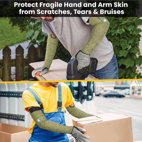 Miniatura 8 de Schwer CORE Mangas de Protección para Brazo S081, Mangas Resistentes a Cortes ANSI A5 con Orificio para el Pulgar, Manga de Soldadura Resistente a