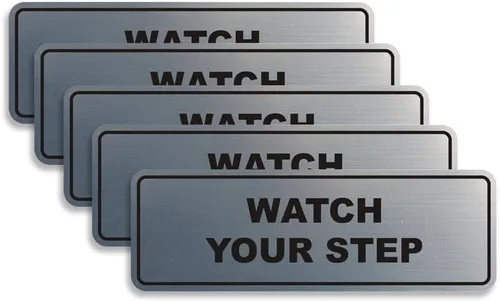 Miniatura 33 de Signs ByLITA Letrero estándar para pared o puerta con texto en inglés «Watch Your Step», señalización de salud y seguridad (negro), mediano