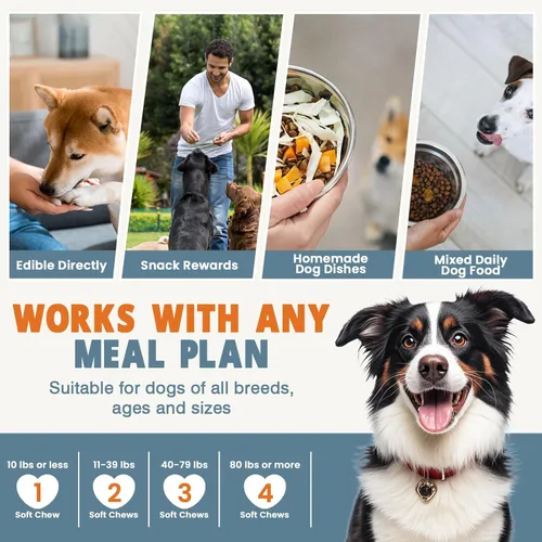 Miniatura 7 de Vitaminas y suplementos 24 en 1 para perros, 200 unidades, multivitamínico masticable para perros, contiene condroitina, probióticos, Omega-3