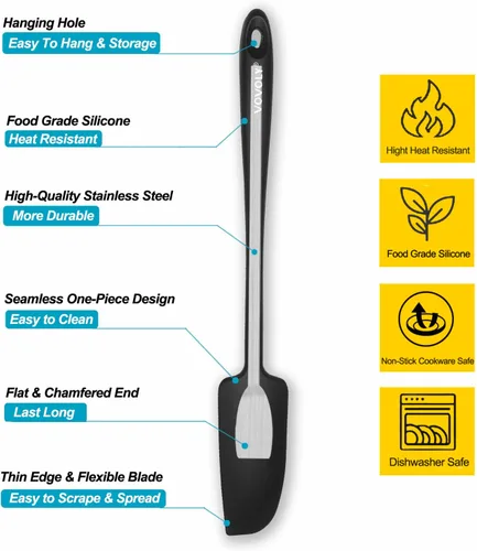 Miniatura 3 de Espátula de tarro de silicona, raspador de goma pequeño, espátulas de silicona resistente al calor, sin costuras, utensilios de cocina