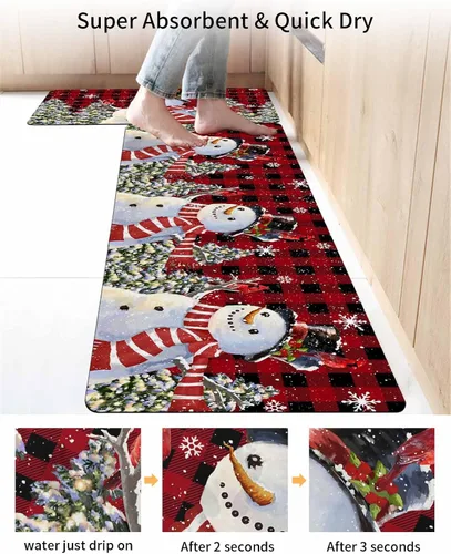 Miniatura 4 de Tapete de baño con diseño de muñeco de nieve y copo de nieve para bañera, antideslizante, de secado rápido y absorbente, tierra de diatomeas