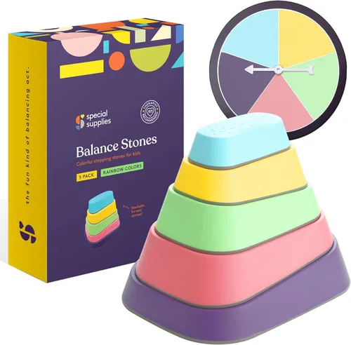 Miniatura 7 de Special Supplies Juego de 5 piedras de equilibrio para niños para uso en interiores y exteriores, bloques de equilibrio que promueven