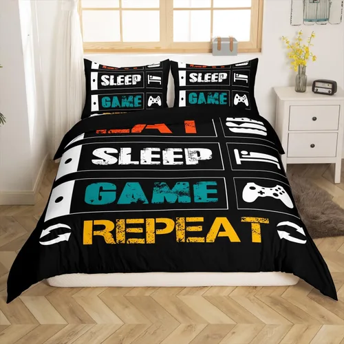 Miniatura 20 de Feelyou Juego de ropa de cama color verde azulado, tamaño individual, funda de edredón turquesa, azul, gris, grunge, degradado, para niños, niñas