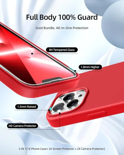 Miniatura 2 de Funda de silicona para iPhone 13 Pro Max y protector de pantalla para mujer, funda delgada roja para iPhone 13 Pro Max, funda para i Phone 13 Promax