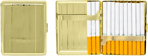Miniatura 26 de Juego de 2 cajas de cigarrillos de los años 100 chapadas en metal y caja de almacenamiento (impresión victoriana plateada)