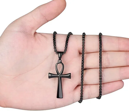 Miniatura 4 de Reve Collar con colgante religioso de cruz de Ankh copta de acero inoxidable para hombres y mujeres, cadena de 20 a 24 pulgadas