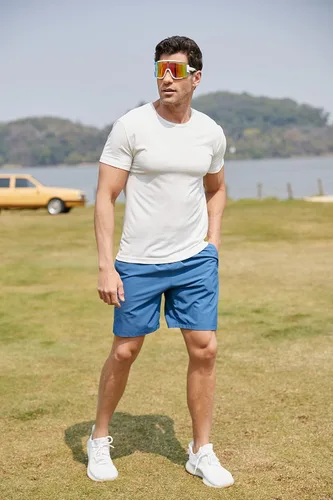 Miniatura 3 de FEISEDY Gafas de sol para hombres y mujeres, gafas de béisbol deportivas de los años 80 para jóvenes, adolescentes, correr, softbol, B4057 Espejo