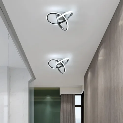 Miniatura 9 de Lámpara de Techo LED Moderna, Lámpara de Techo de 22W LED 6500K Blanco Frío Diseño Espiral para Pasillo de Corredor Balcón Cocina (Plateado)